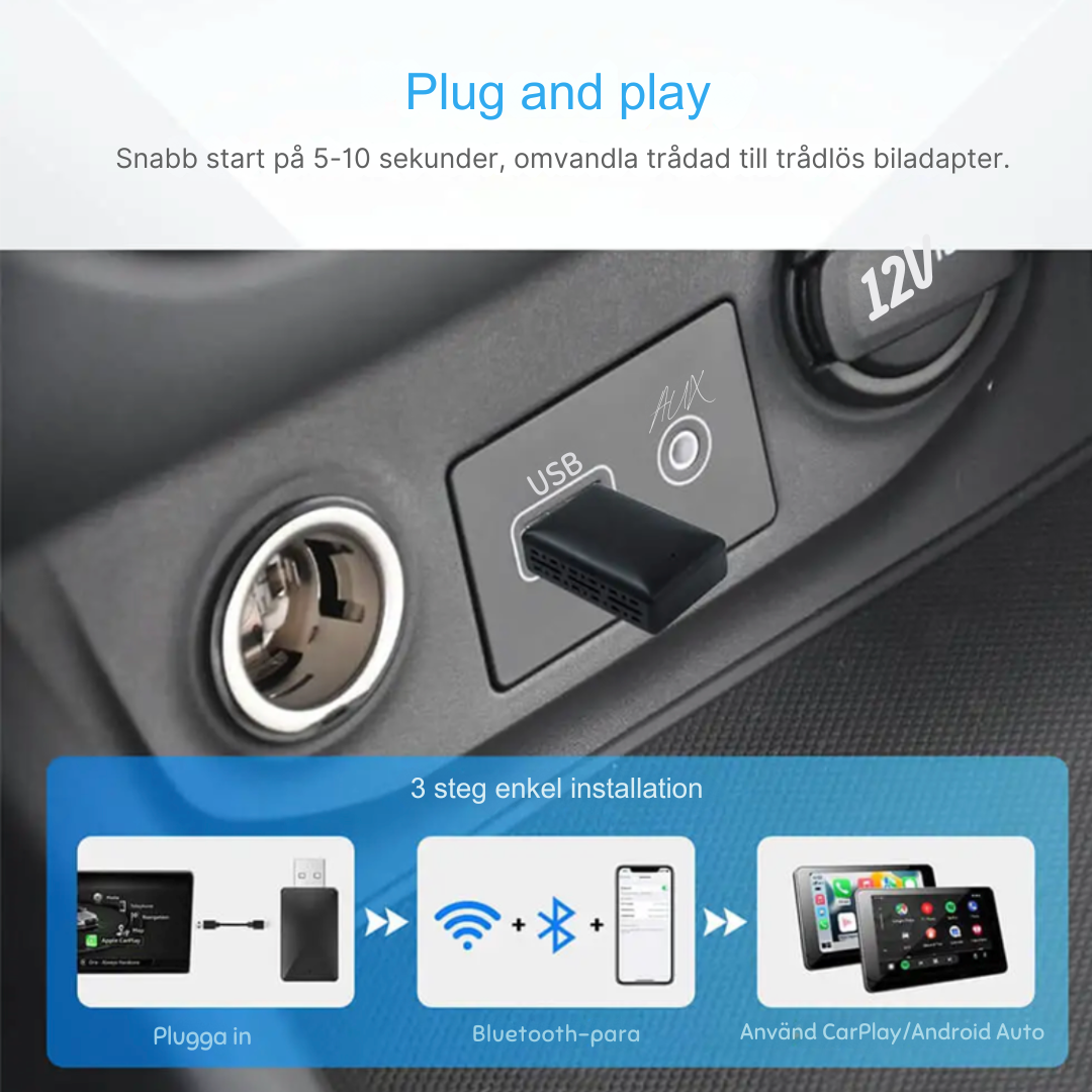 CarLinker™ - Trådlös CarPlay & Android Auto Adapter