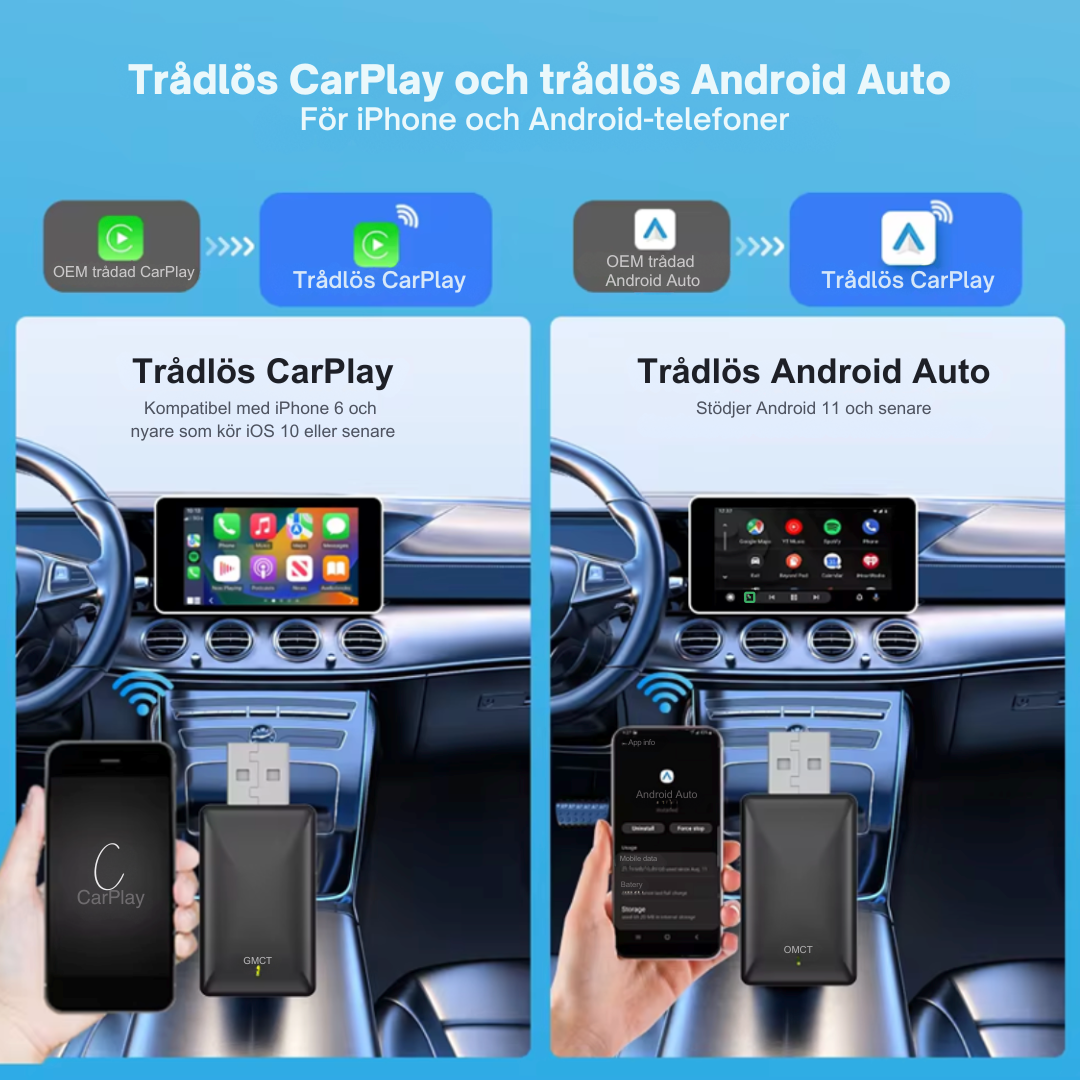 CarLinker™ - Trådlös CarPlay & Android Auto Adapter