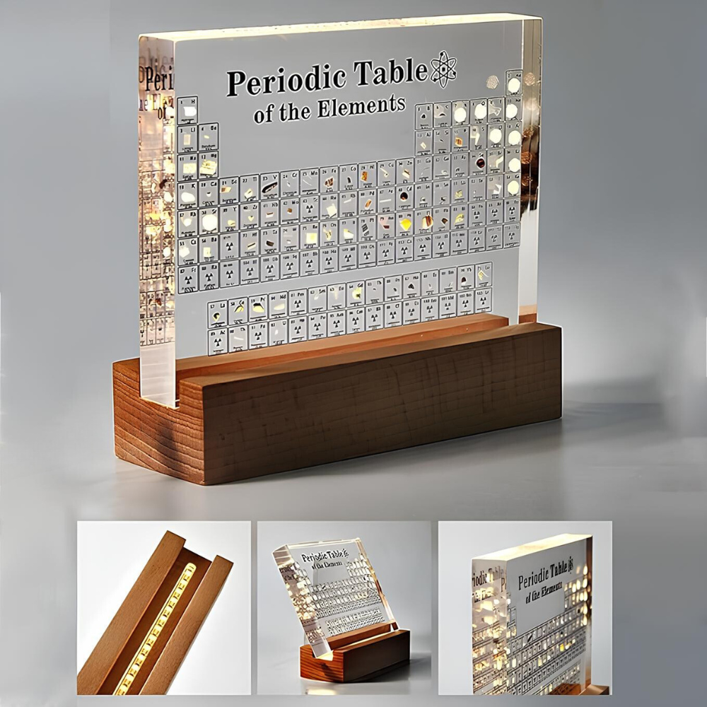 Elementix – Periodiskt System Display med Ställ och LED-lampa