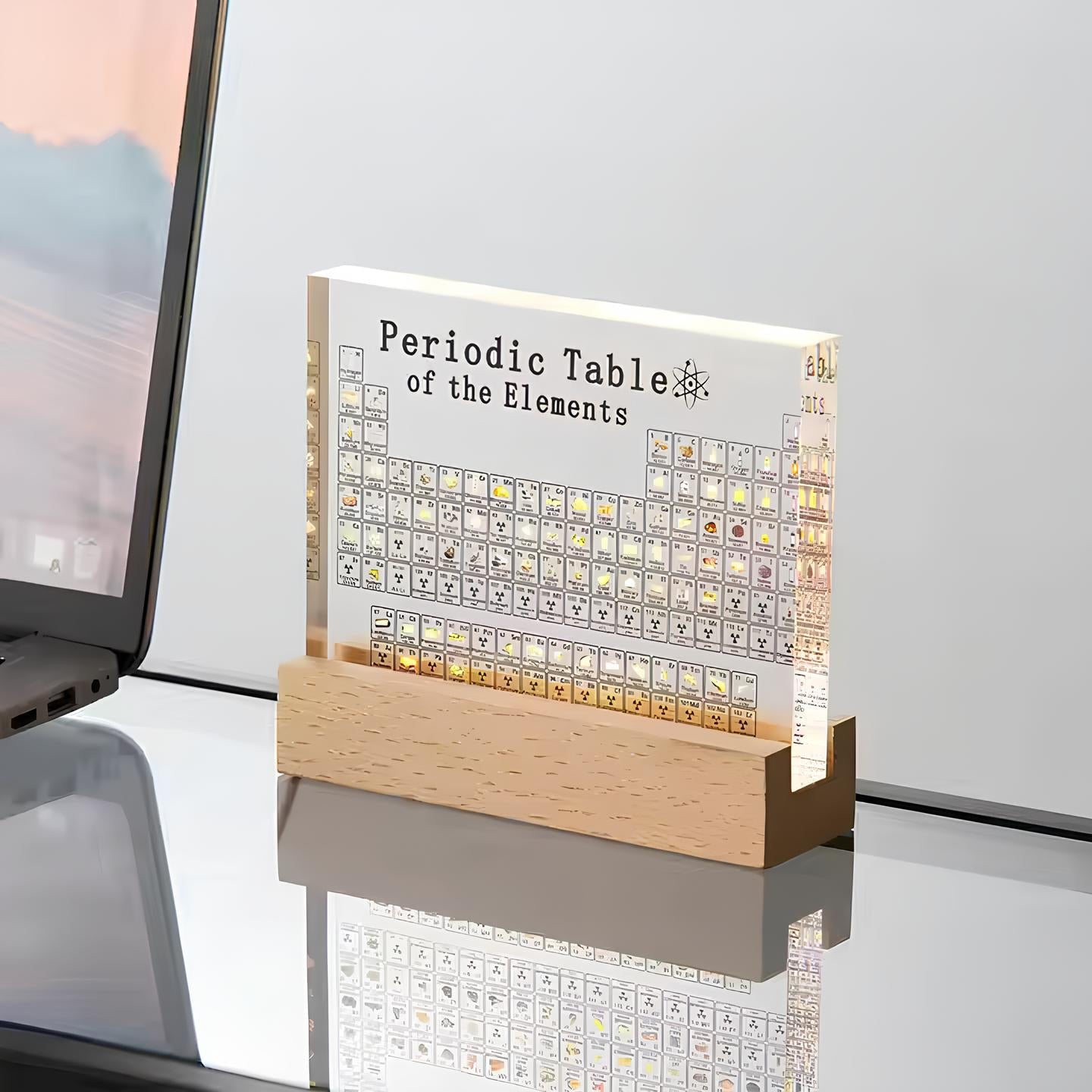 Elementix – Periodiskt System Display med Ställ och LED-lampa